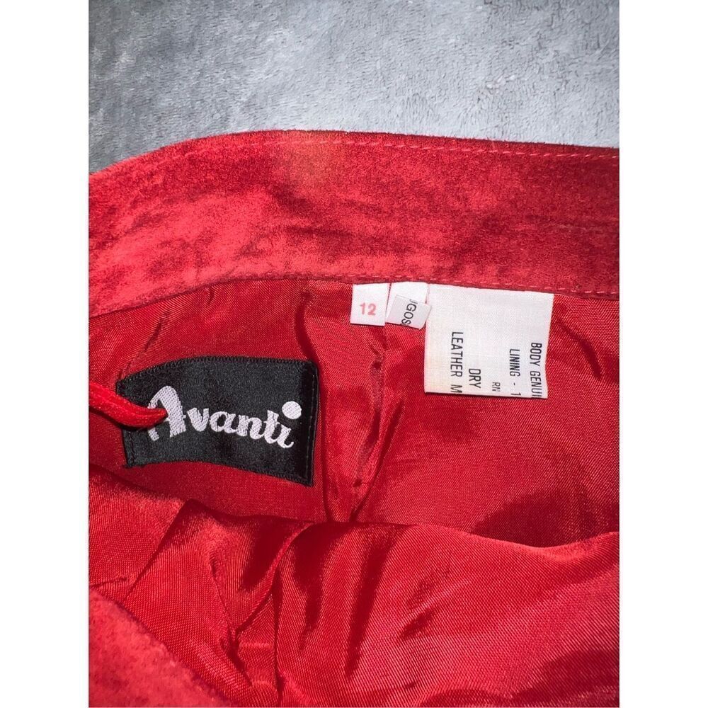 Vintage Red Leather Midi Skirt Women’s 12 - Picture 4 of 9